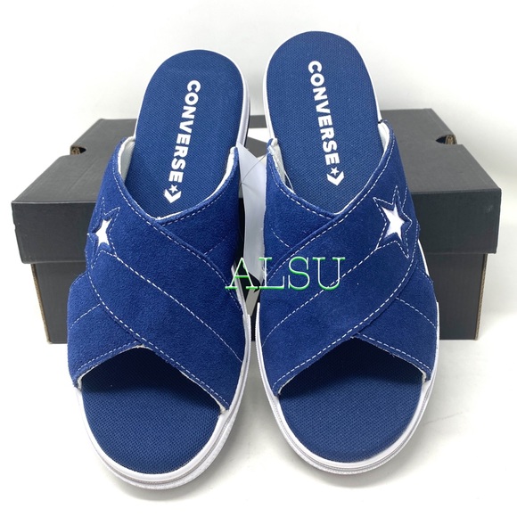 Converse One Star Sandal Slides Sip Navy Suede Women’s Sizes 564147C - Picture 5 of 12